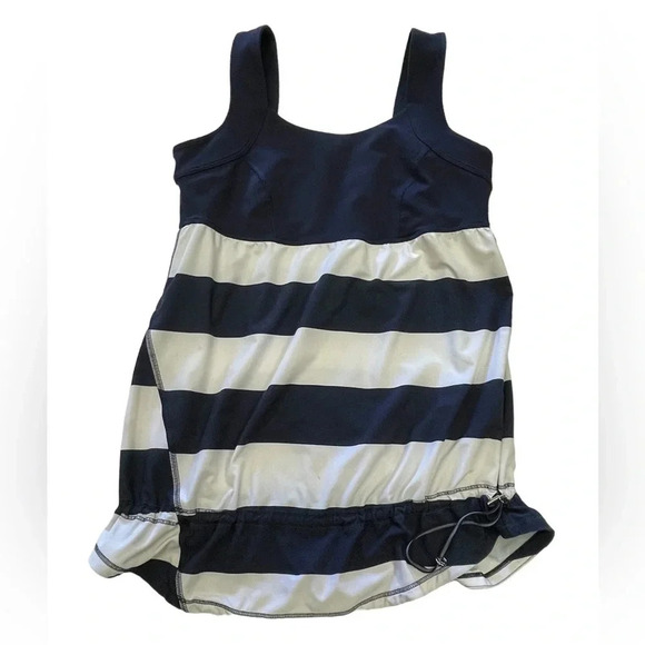 Lululemon Run Chase Me Tank Stripe White Indigo  Size 6 - Picture 11 of 11